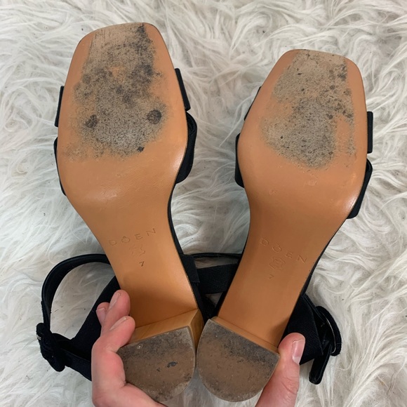 DÔEN Agnes Heel Black Tan Strappy Wood Mary Jane - Picture 8 of 8